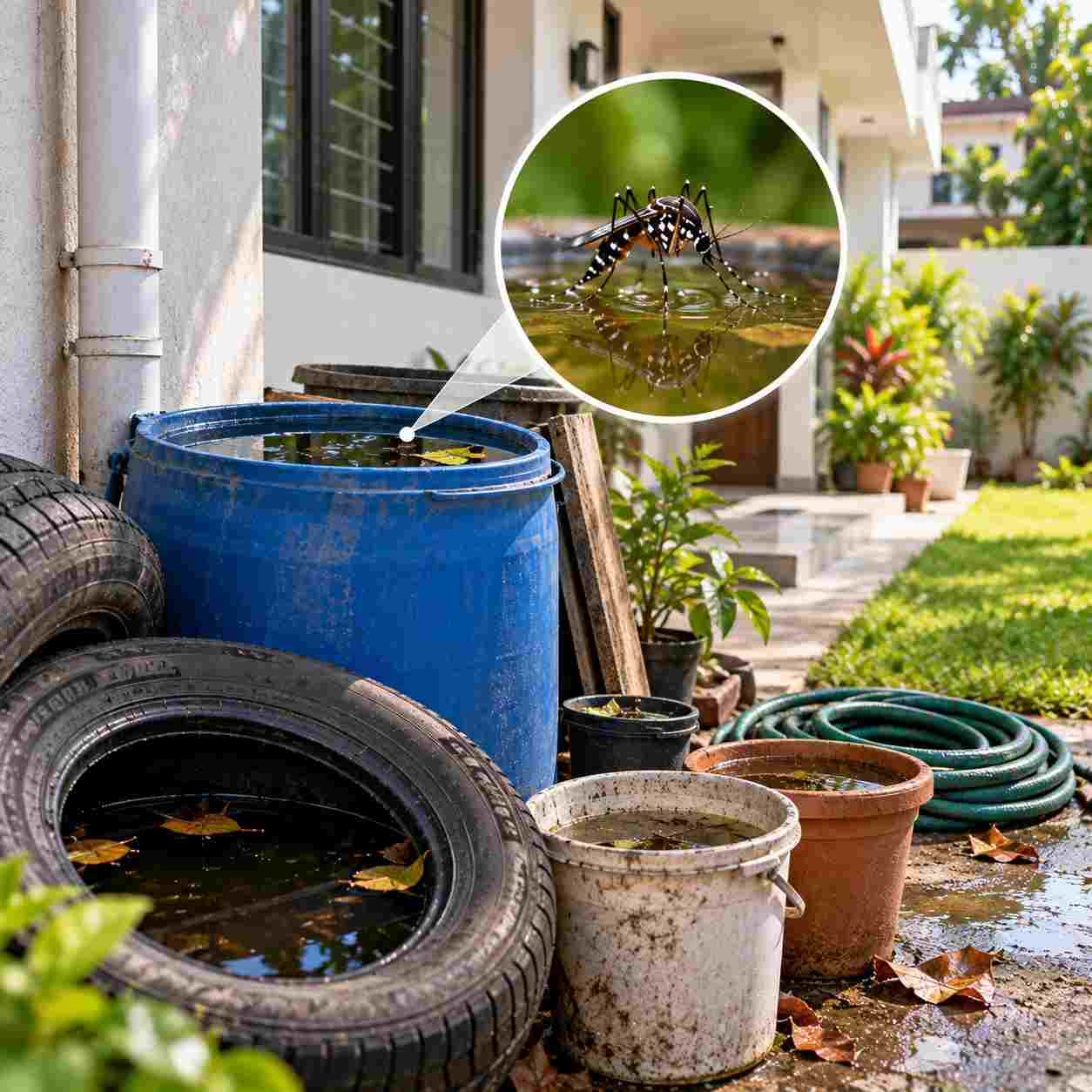 Mosquitoes around residential property