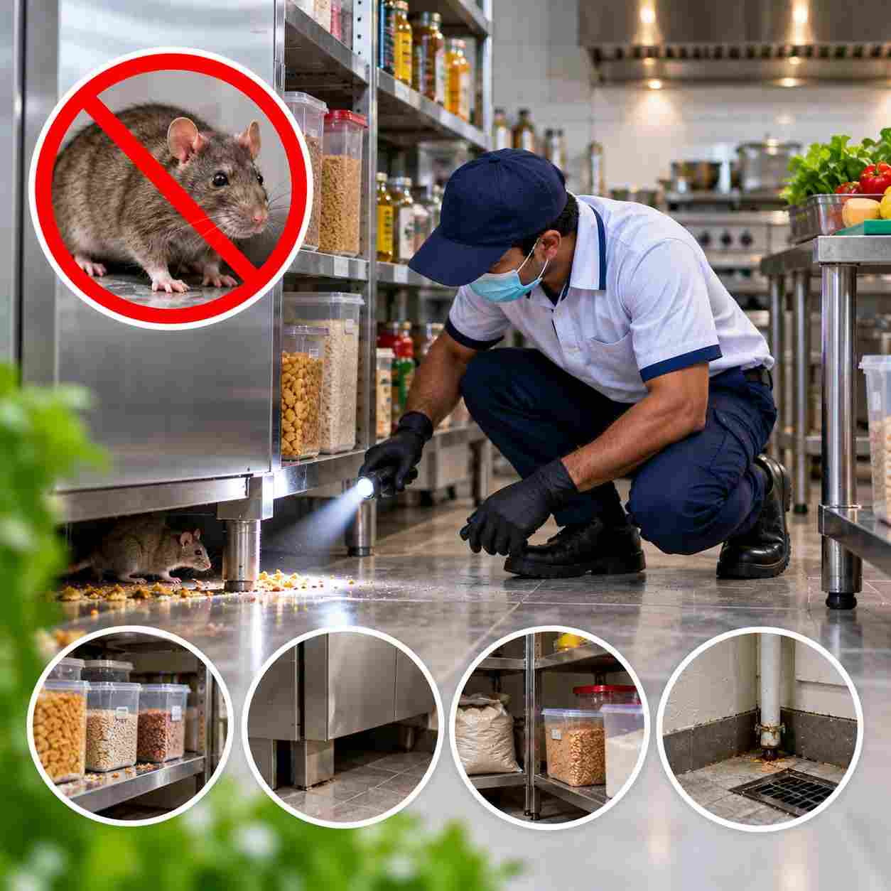 Rodent activity near food and sheltered areas