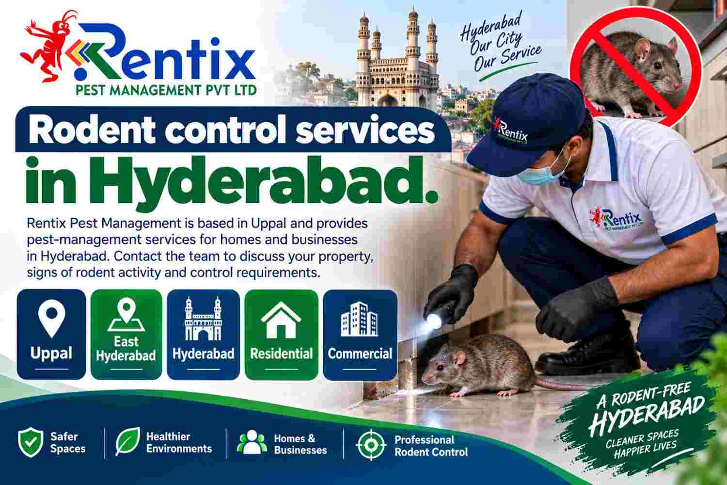 Rodent control service area in Hyderabad